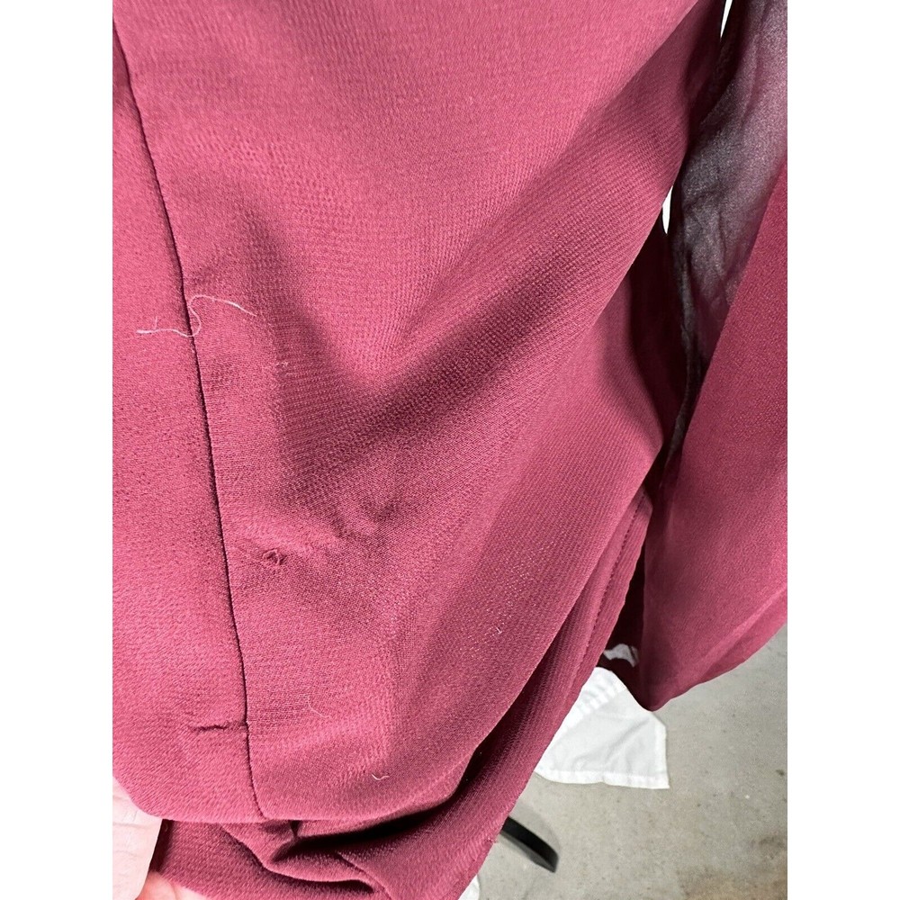 Misguided Maroon Sheer Long Sleeves Milkmaid Top US size 6 - Picture 5 of 6